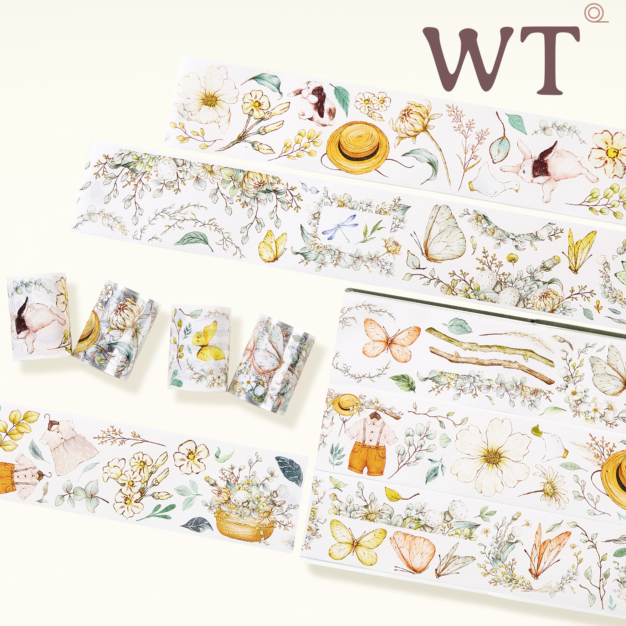 Washi Tape Set - WT Studio Vintage Flower Bunny Butterfly