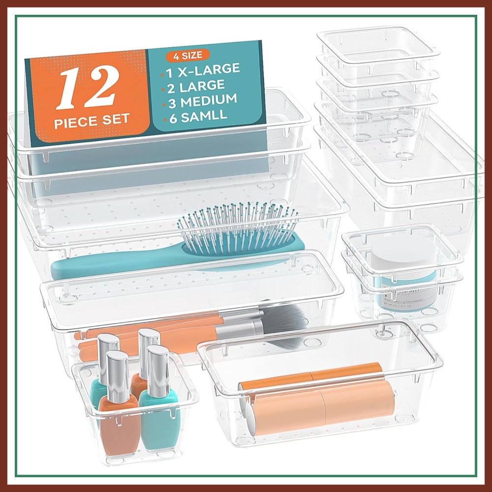 Stationery Office - 12 PCS Drawer Organizer Set, 4