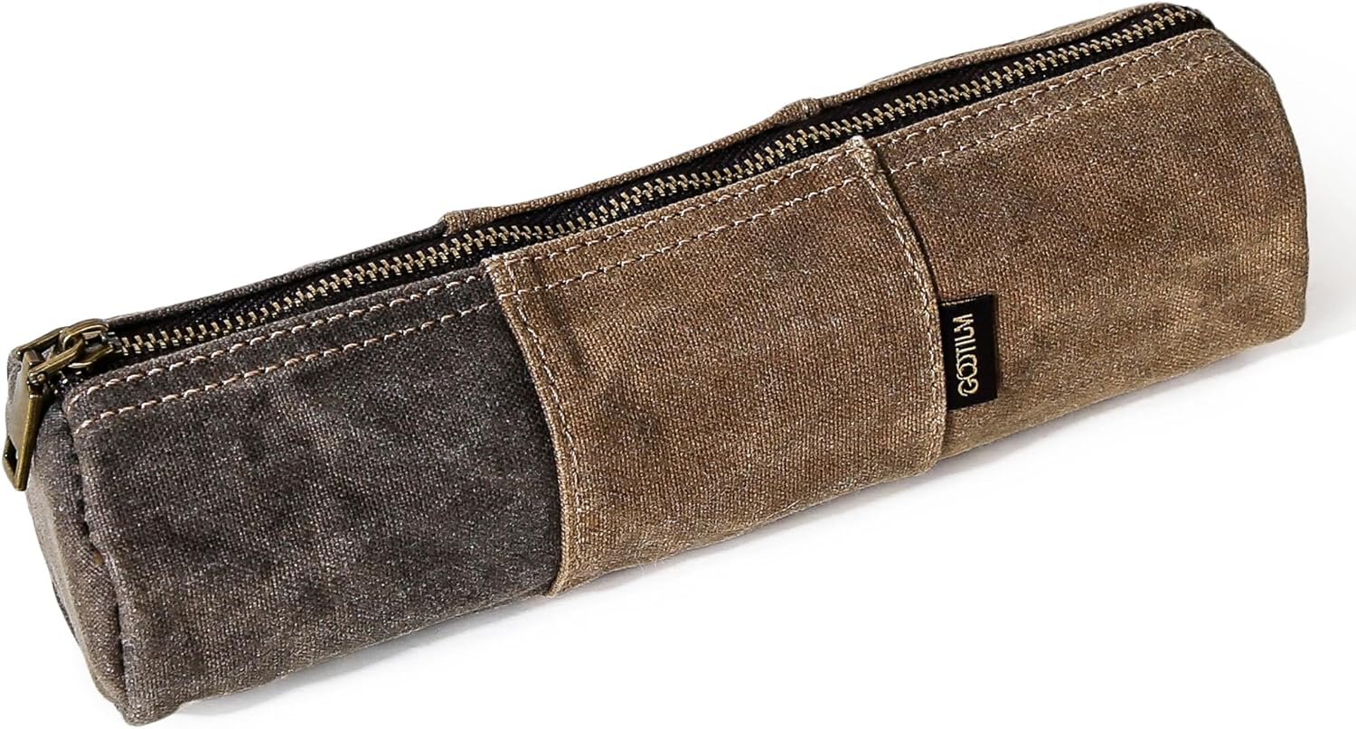 Tan Stationery & Office Supply - GOOTIUM Waxed Canvas Pencil Pouch -