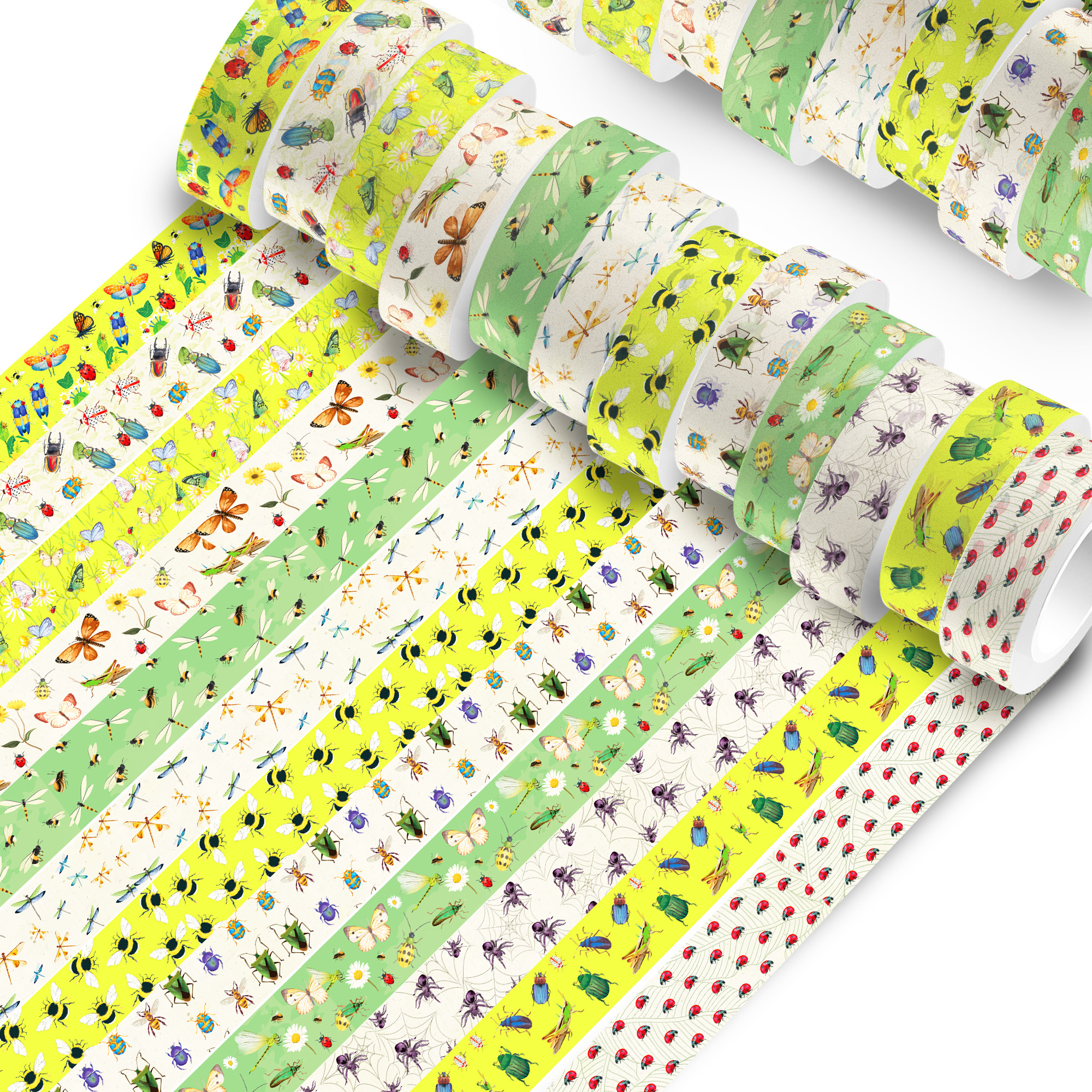 Washi Tape Set - 12 Rolls Cartoon Insect Bee Butterfly