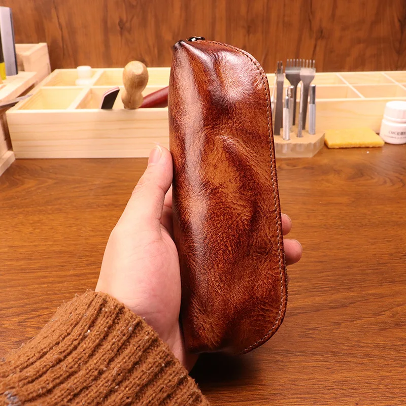 Cowhide pen bag for men vintag - Tan Stationery & Office Supply บทวิจารณ์และราคา