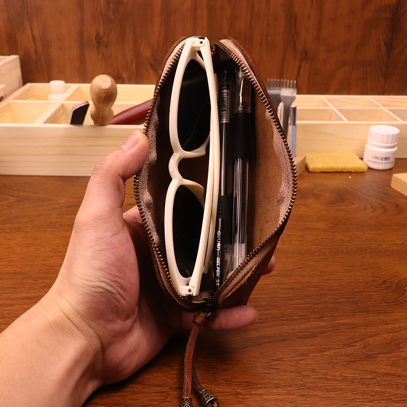 Cowhide pen bag for men vintag - Tan Stationery & Office Supply บทวิจารณ์และราคา