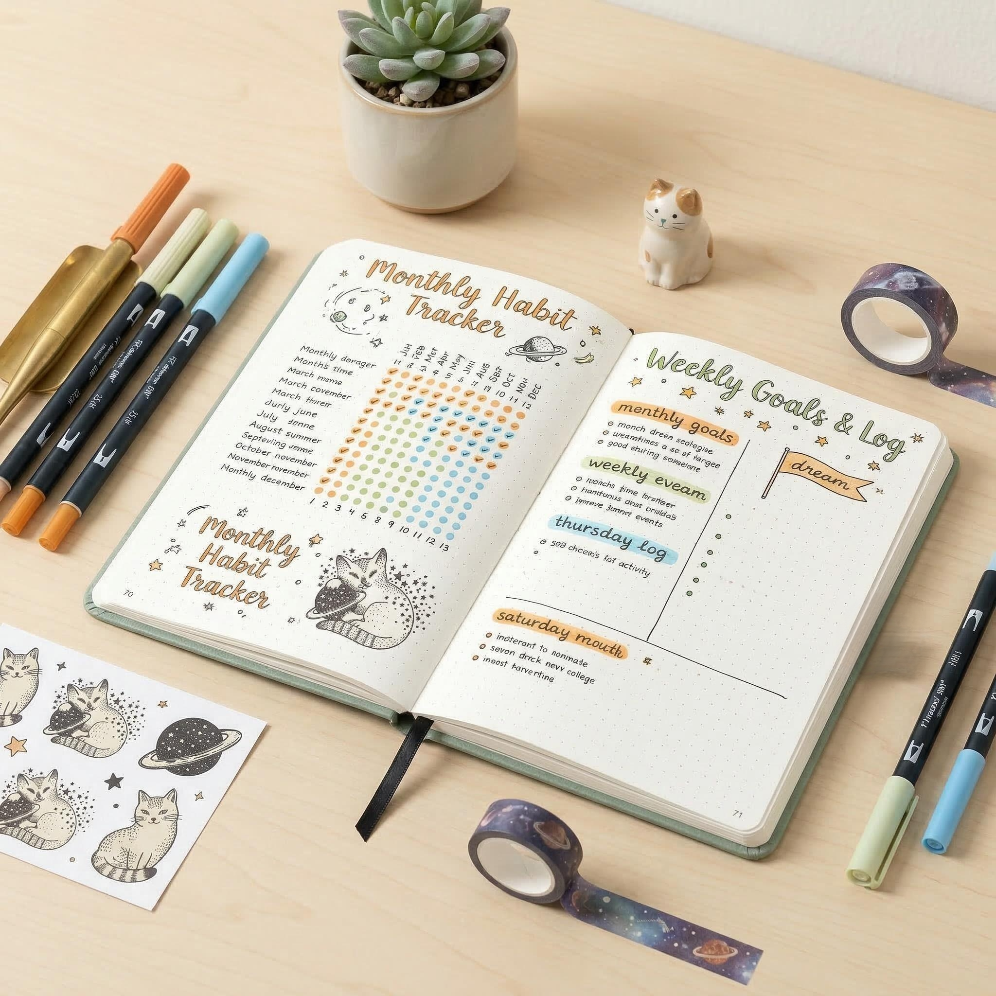 Cute Cat Planet A5 Dotted Note - Notebook Dotted A5 บทวิจารณ์และราคา