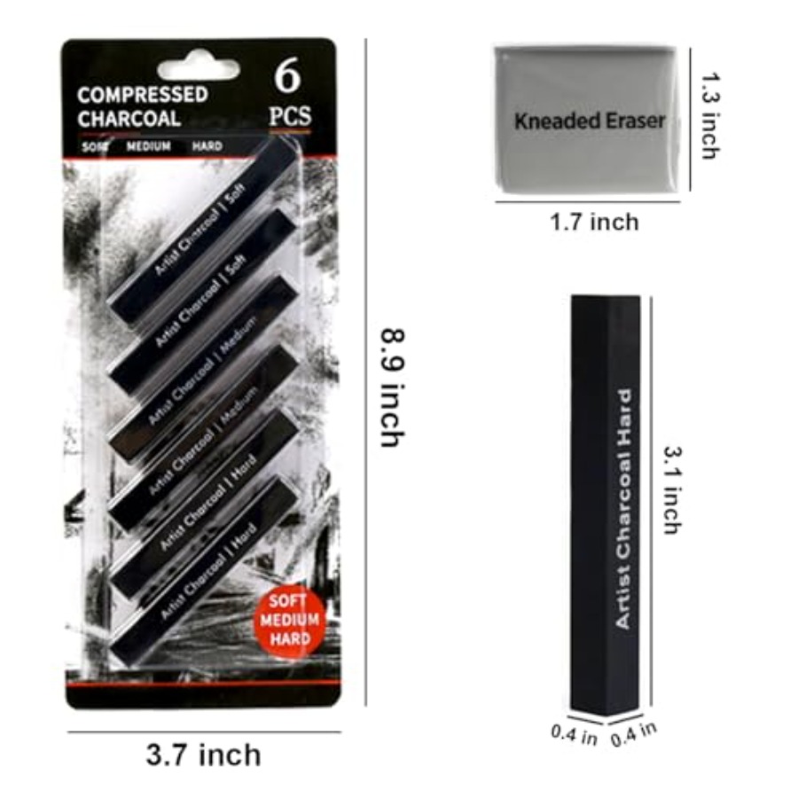 Compressed Charcoal Sticks 6 P - Rubber Eraser Kneaded บทวิจารณ์และราคา