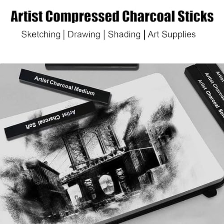 Compressed Charcoal Sticks 6 P - Rubber Eraser Kneaded บทวิจารณ์และราคา
