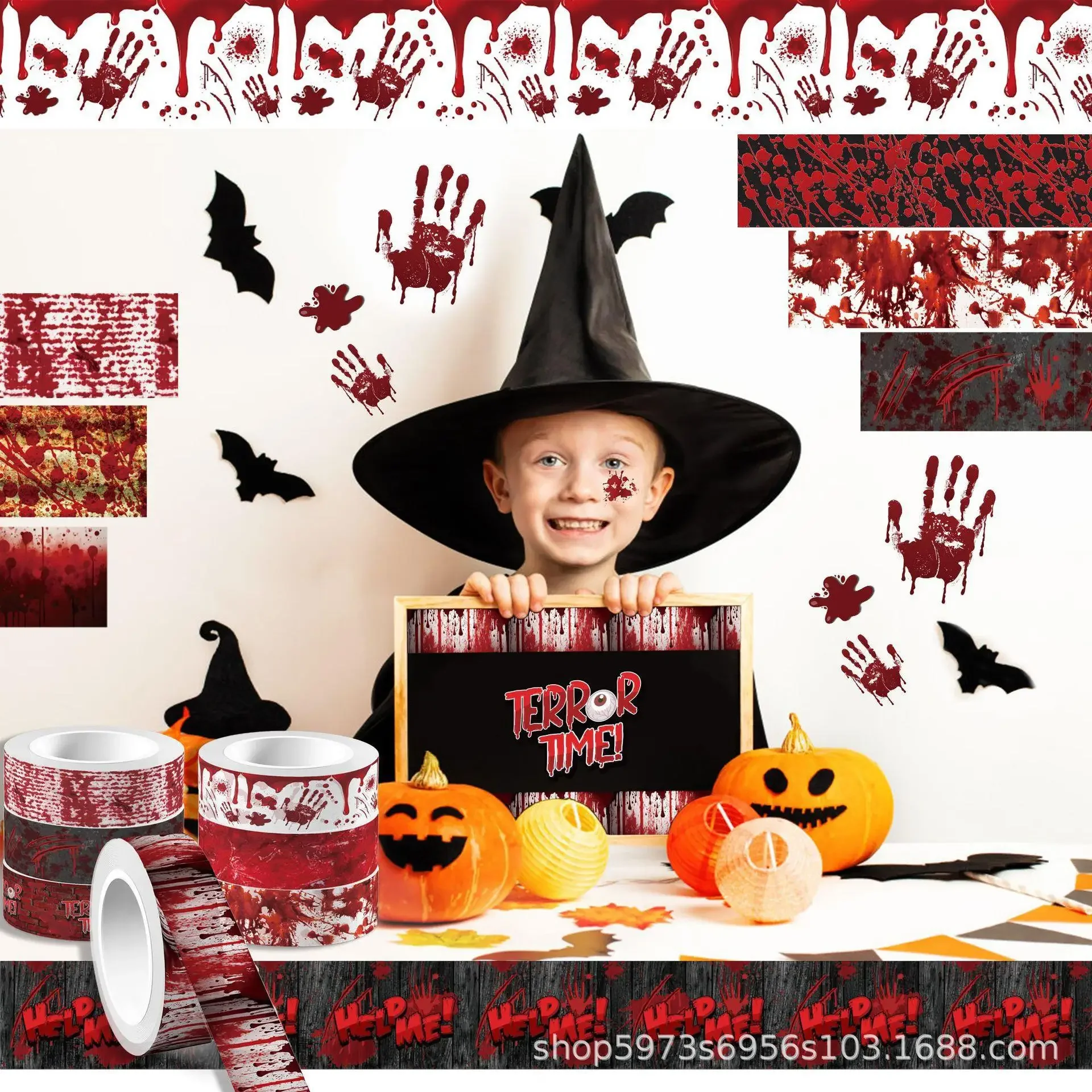 Halloween Bloody Hand Bleeding - Washi Tape Set บทวิจารณ์และราคา