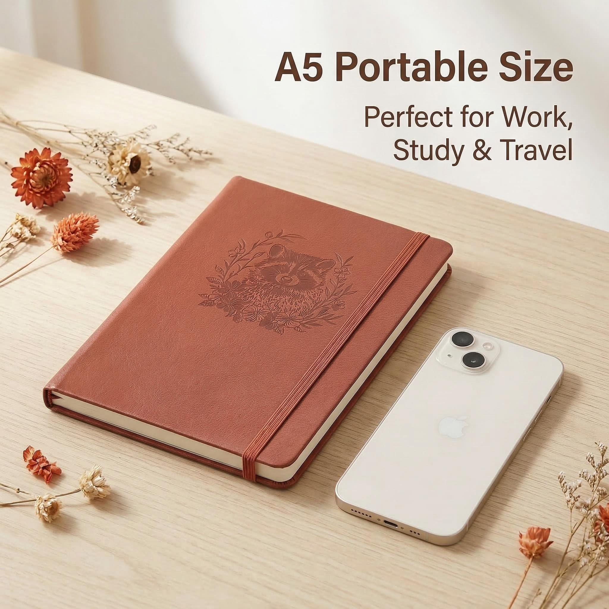 A5 Embossed Raccoon Dot Grid J - Notebook Dotted A5 บทวิจารณ์และราคา