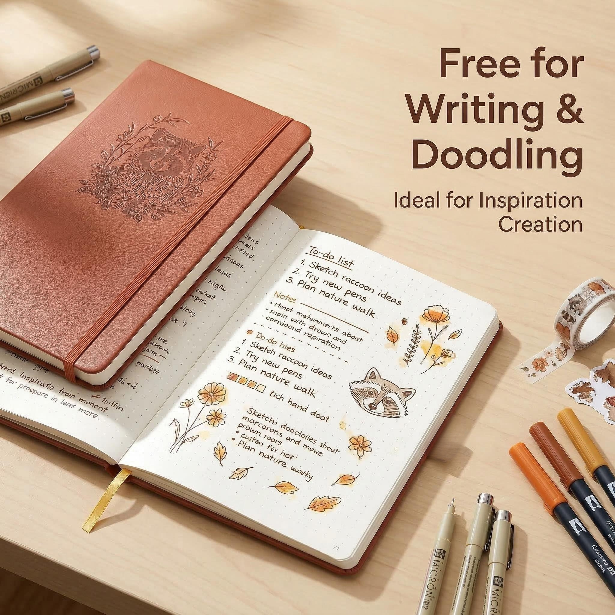 A5 Embossed Raccoon Dot Grid J - Notebook Dotted A5 บทวิจารณ์และราคา