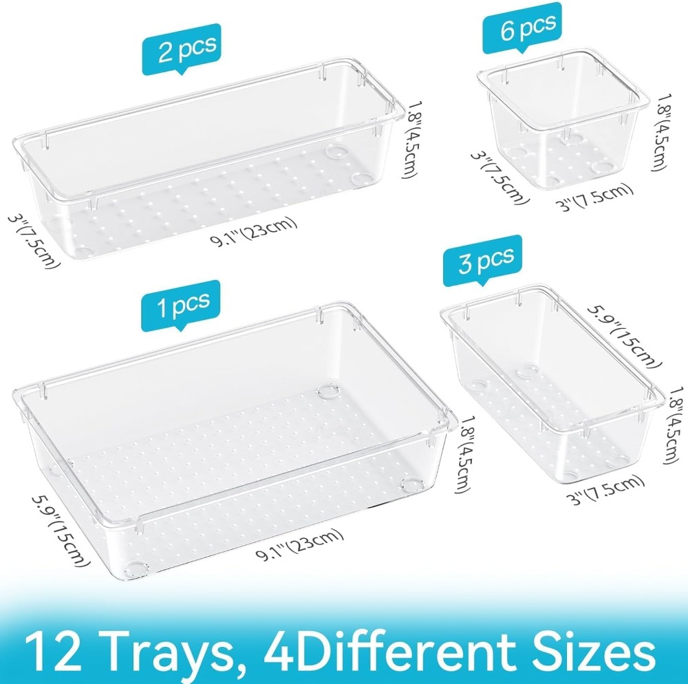12 PCS Drawer Organizer Set, 4 - Stationery Office บทวิจารณ์และราคา