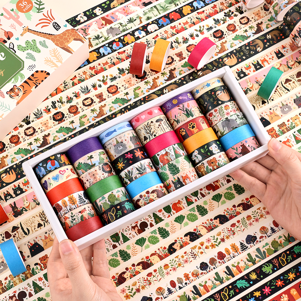 36 Rolls Vintage Animal Party  - Washi Tape Set บทวิจารณ์และราคา
