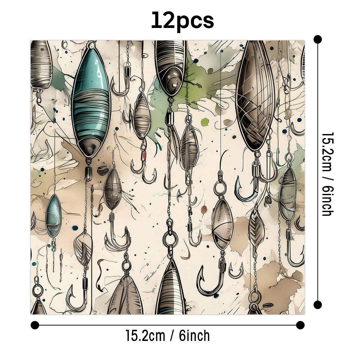 12pcs Vintage Fishing Lure Pat - Cardstock Paper Pack บทวิจารณ์และราคา