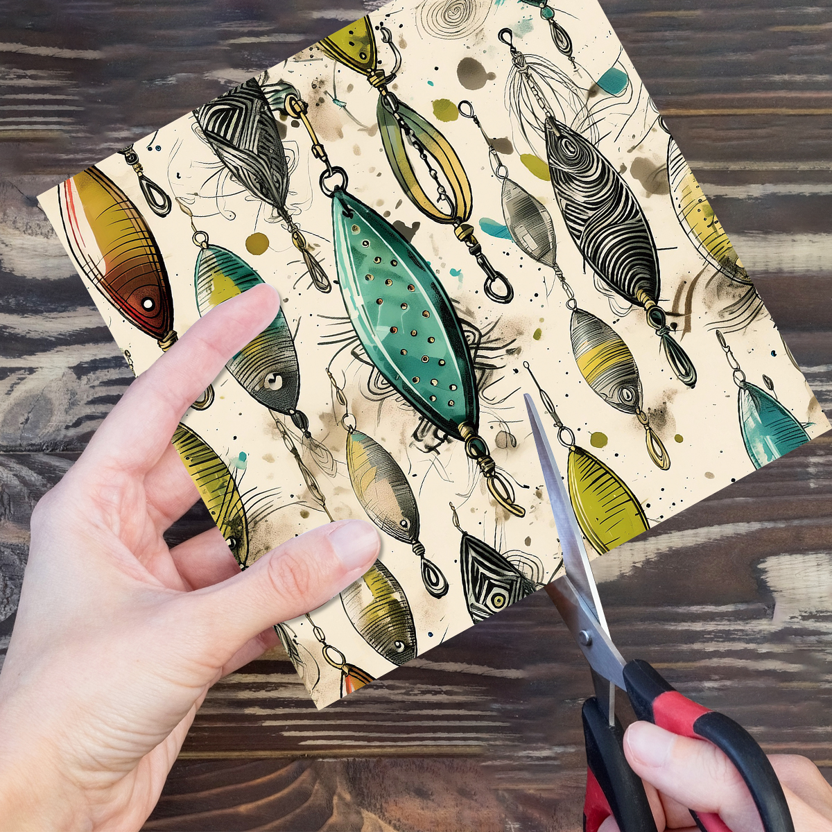 12pcs Vintage Fishing Lure Pat - Cardstock Paper Pack บทวิจารณ์และราคา